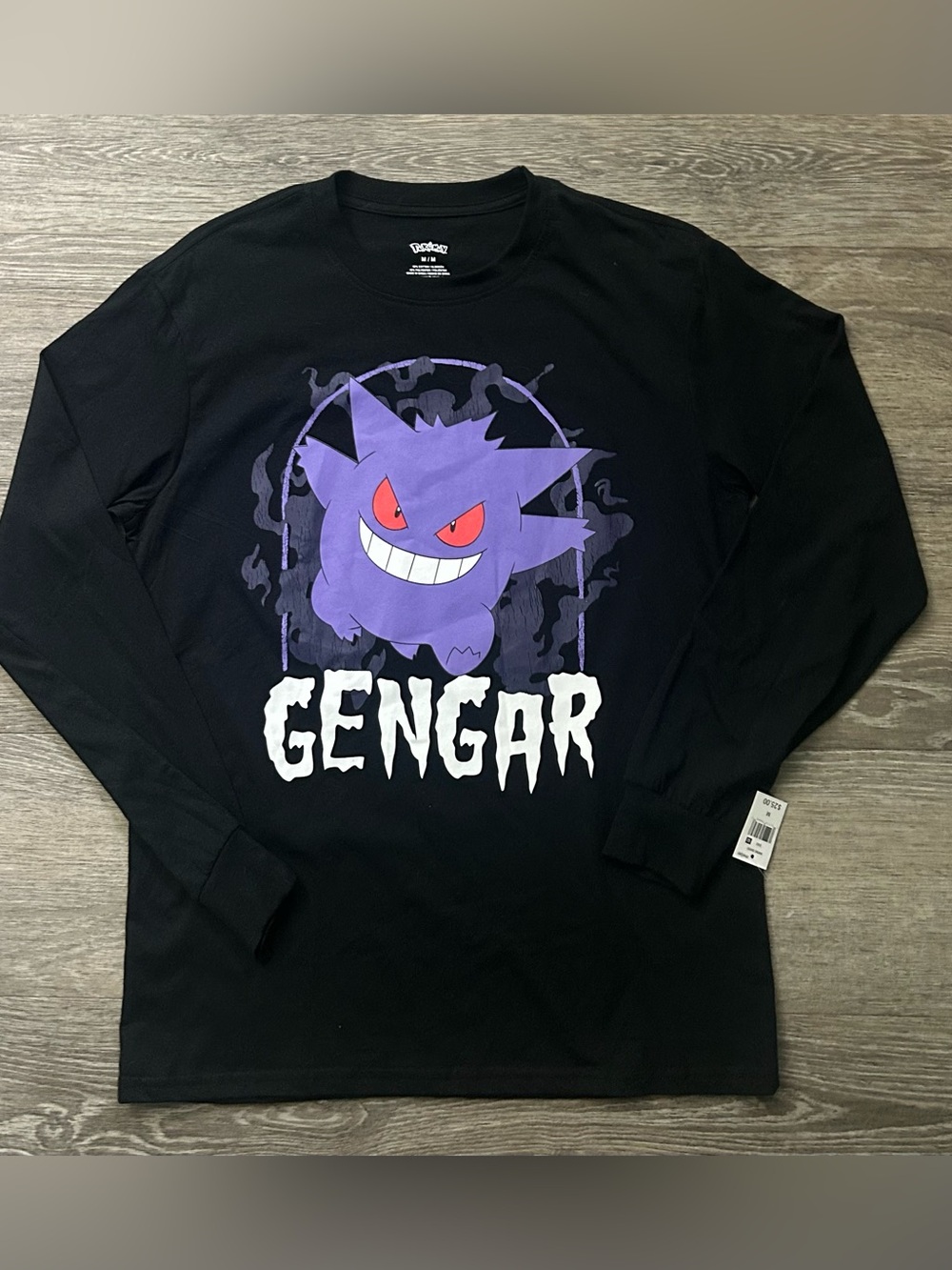 Pokemon Gengar Long Sleeve Tee - Black with Purple & Red Graphic